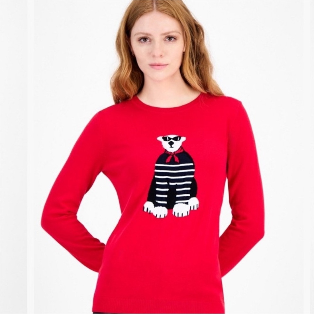 ❤️NWT Tommy Hilfiger Red Sweater Ivy Polar Bear Design